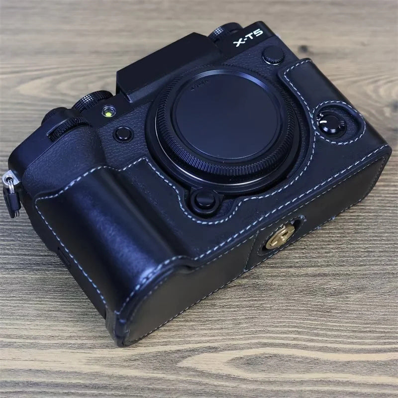 For Fujifilm X-T5 Anti-scratch Genuine Leather Camera Case Battery Opening Design Protective Cover For Fujifilm X-T5 Anti-scratch Genuine Leather Camera Case Battery Opening Design Protective Cover